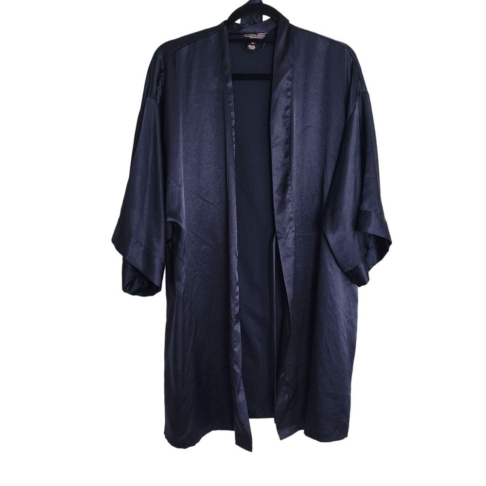 Victoria Secret Sexy navy Blue tie front robe Womens size M/L